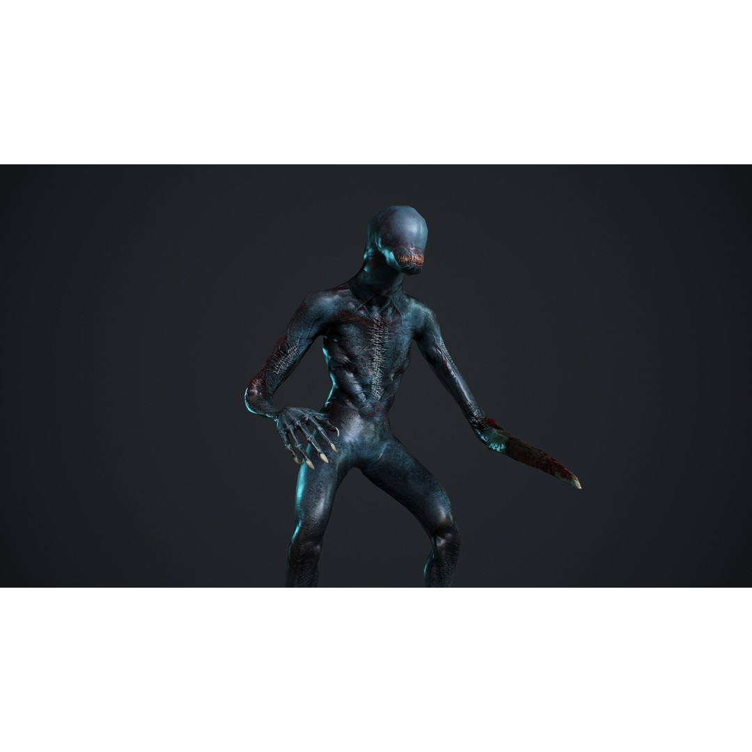 Mutant Zombie 3D Model – Low Poly Rigged Character with PBR Textures - View 24
