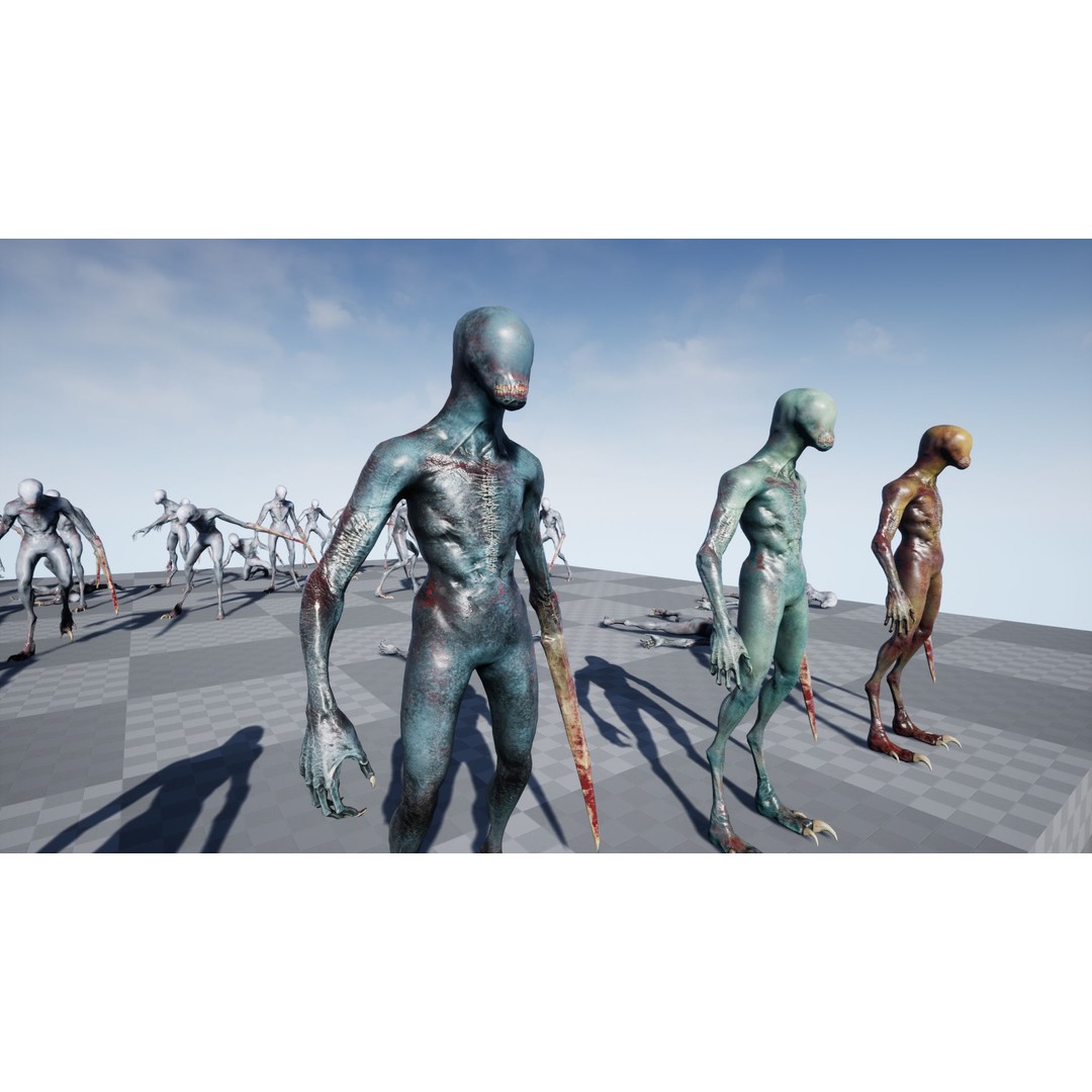 Mutant Zombie 3D Model – Low Poly Rigged Character with PBR Textures - View 33