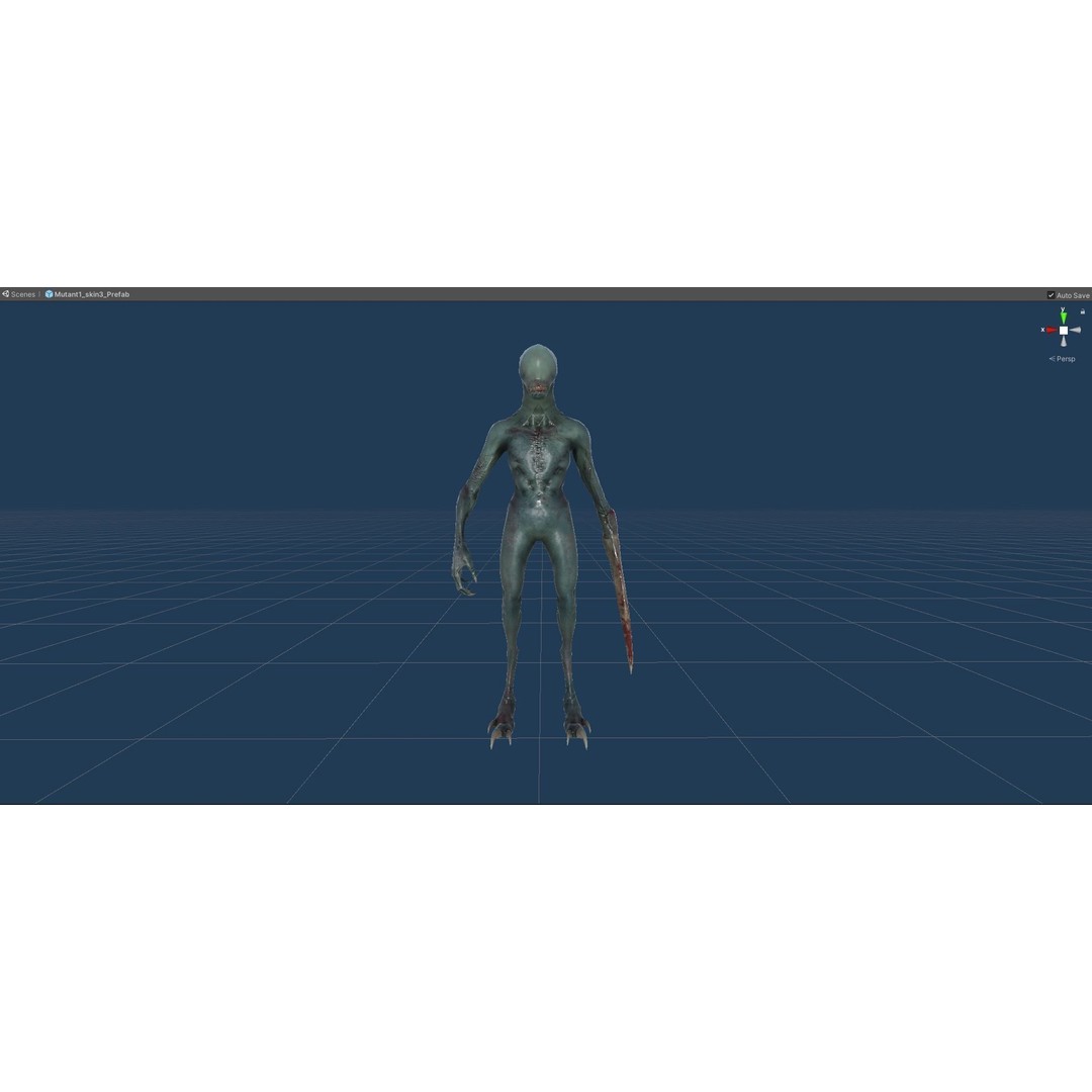 Mutant Zombie 3D Model – Low Poly Rigged Character with PBR Textures - View 35