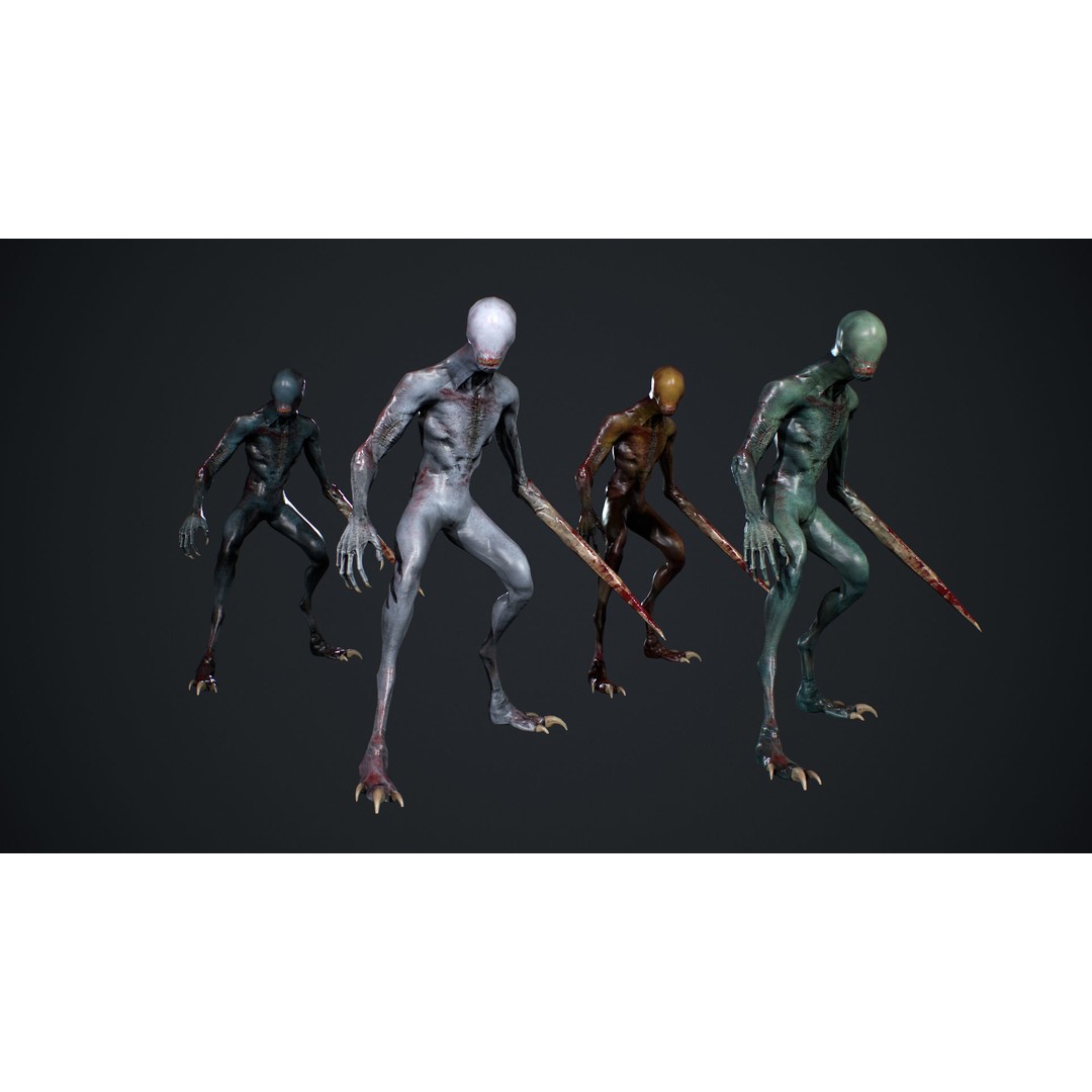 Mutant Zombie 3D Model – Low Poly Rigged Character with PBR Textures - View 4