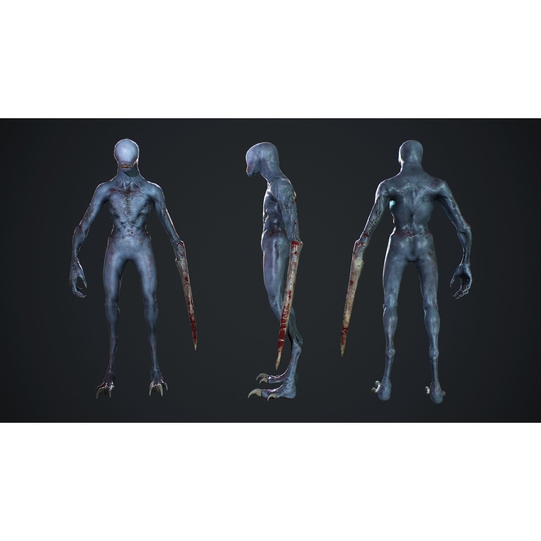Mutant Zombie 3D Model – Low Poly Rigged Character with PBR Textures - View 5