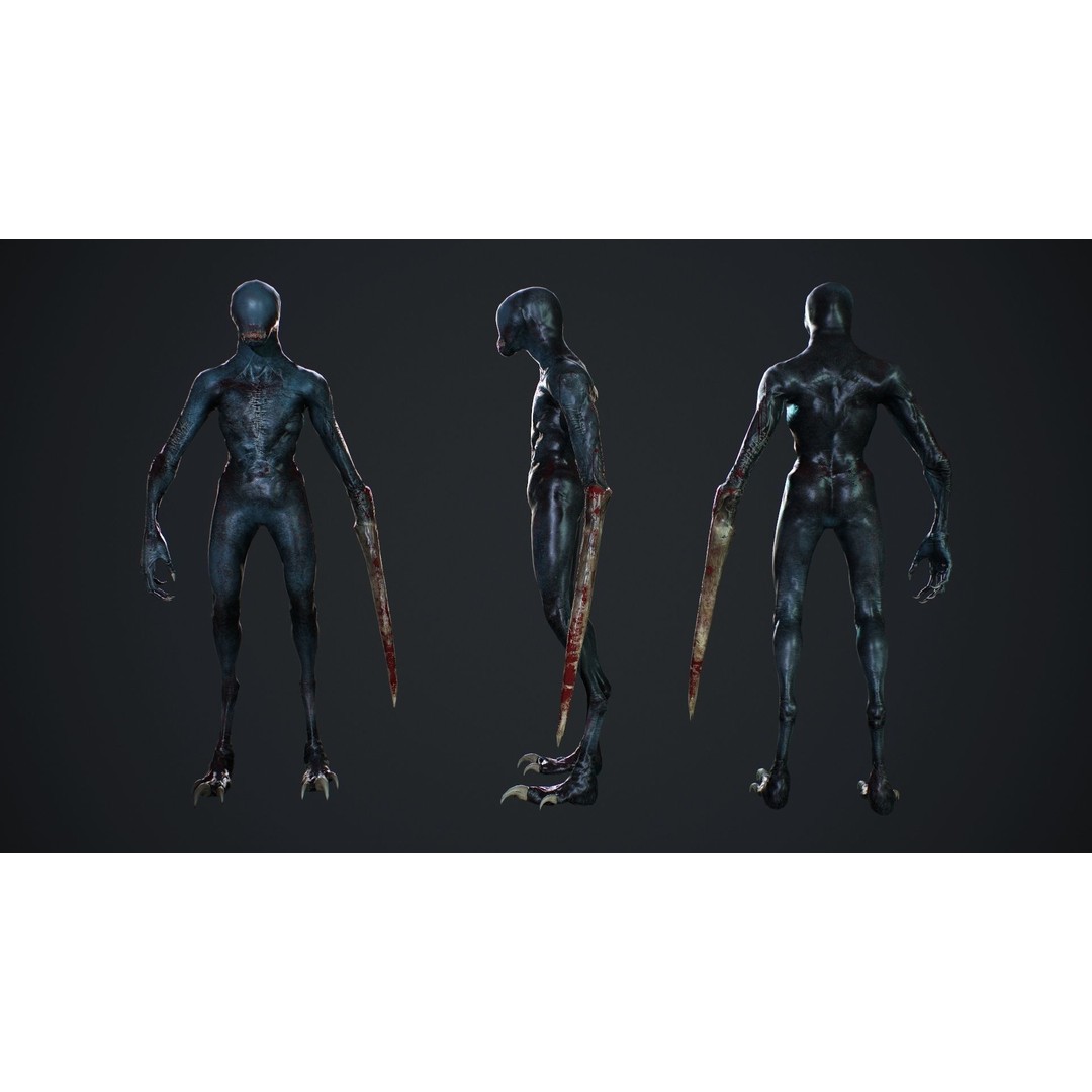Mutant Zombie 3D Model – Low Poly Rigged Character with PBR Textures - View 6