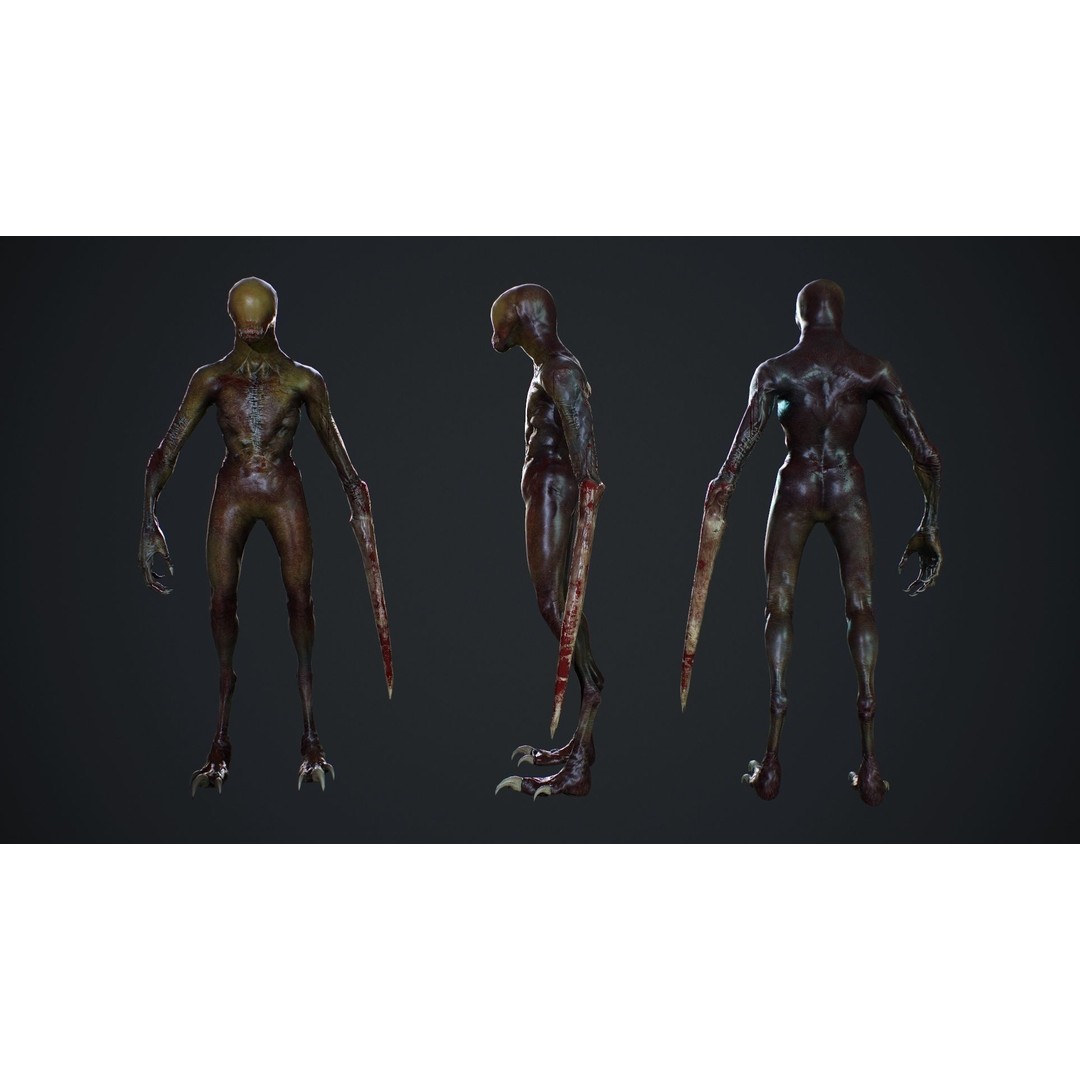 Mutant Zombie 3D Model – Low Poly Rigged Character with PBR Textures - View 8