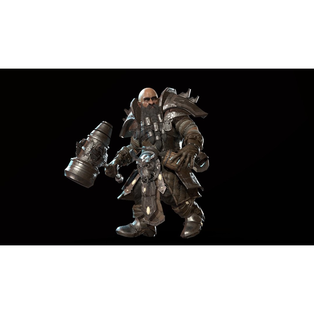 Dwarf Low Poly 3D Model – Game Ready Character with Animations, FBX - View 11