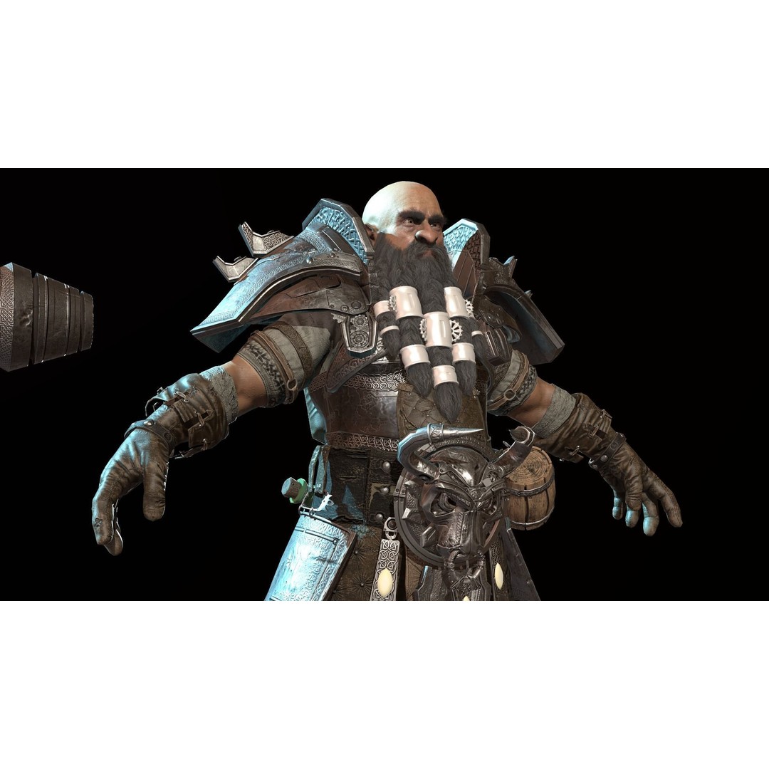 Dwarf Low Poly 3D Model – Game Ready Character with Animations, FBX - View 12