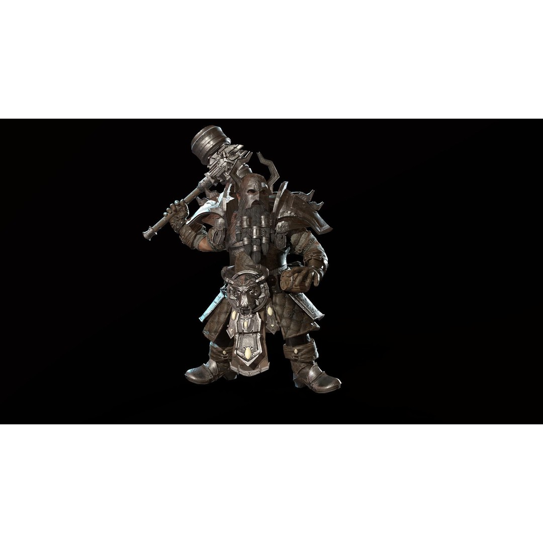 Dwarf Low Poly 3D Model – Game Ready Character with Animations, FBX - View 15
