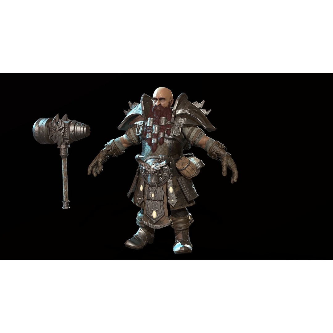 Dwarf Low Poly 3D Model – Game Ready Character with Animations, FBX - View 16