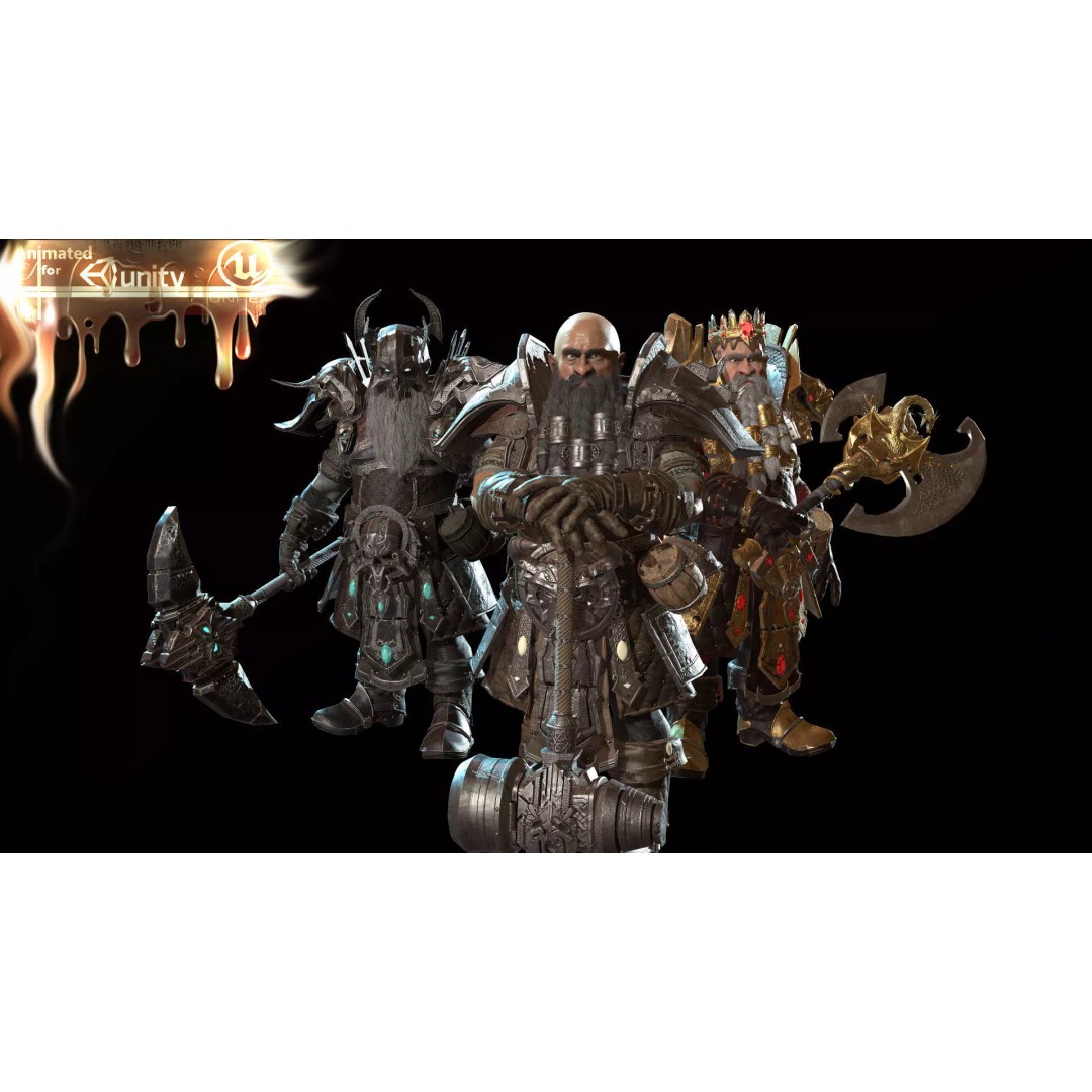 Dwarf Low Poly 3D Model – Game Ready Character with Animations, FBX - View 2