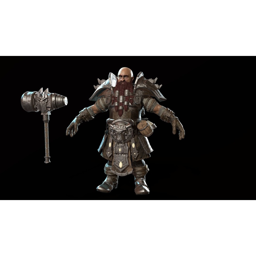 Dwarf Low Poly 3D Model – Game Ready Character with Animations, FBX - View 22