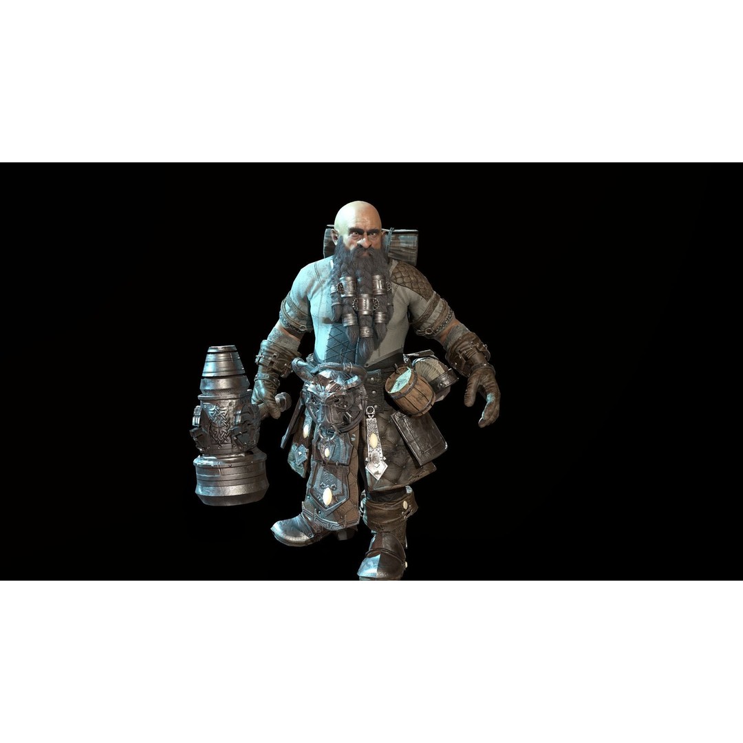 Dwarf Low Poly 3D Model – Game Ready Character with Animations, FBX - View 24