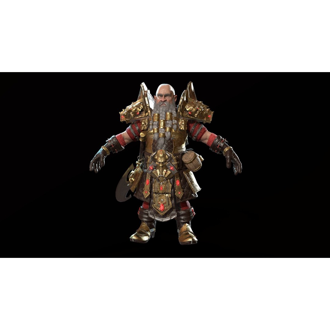 Dwarf Low Poly 3D Model – Game Ready Character with Animations, FBX - View 26