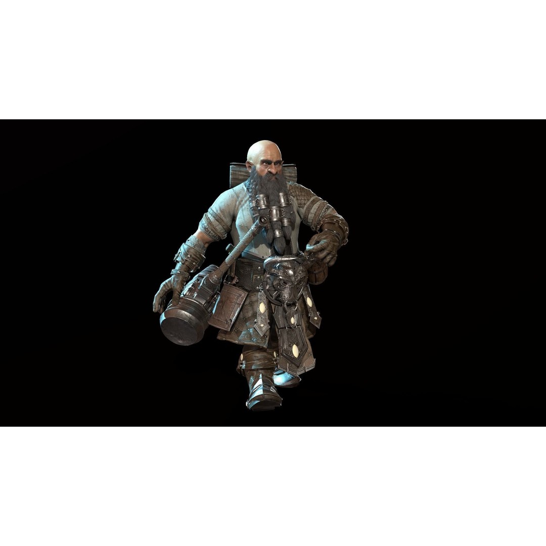 Dwarf Low Poly 3D Model – Game Ready Character with Animations, FBX - View 27