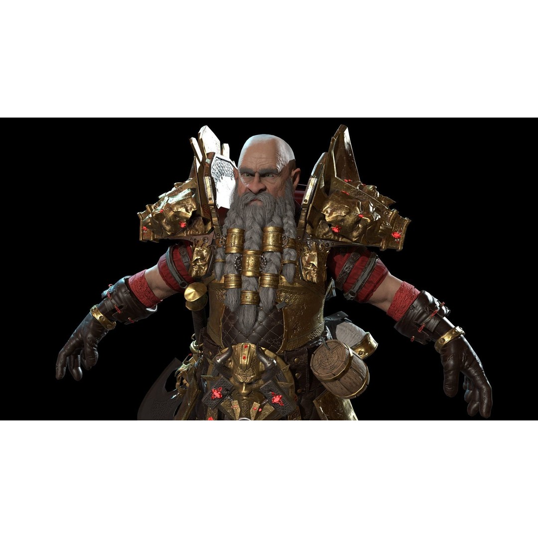 Dwarf Low Poly 3D Model – Game Ready Character with Animations, FBX - View 29