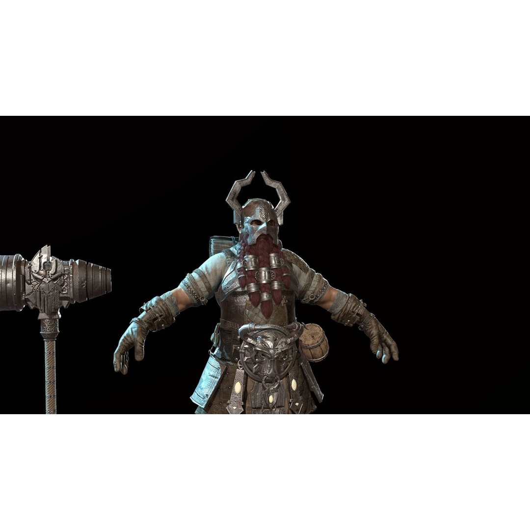 Dwarf Low Poly 3D Model – Game Ready Character with Animations, FBX - View 32