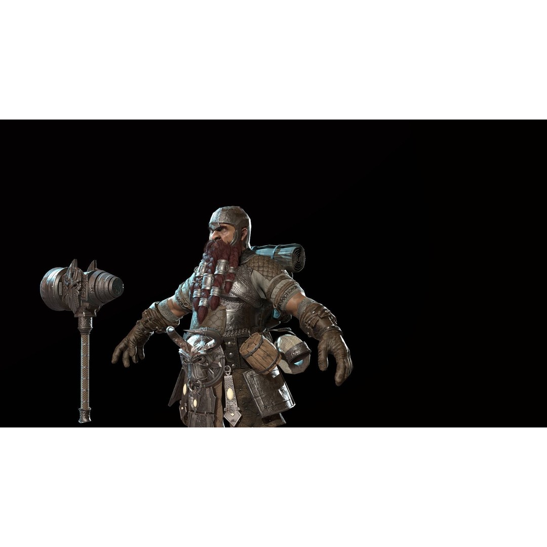 Dwarf Low Poly 3D Model – Game Ready Character with Animations, FBX - View 34