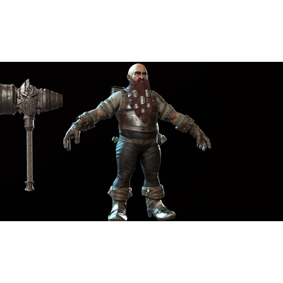 Dwarf Low Poly 3D Model – Game Ready Character with Animations, FBX - View 36