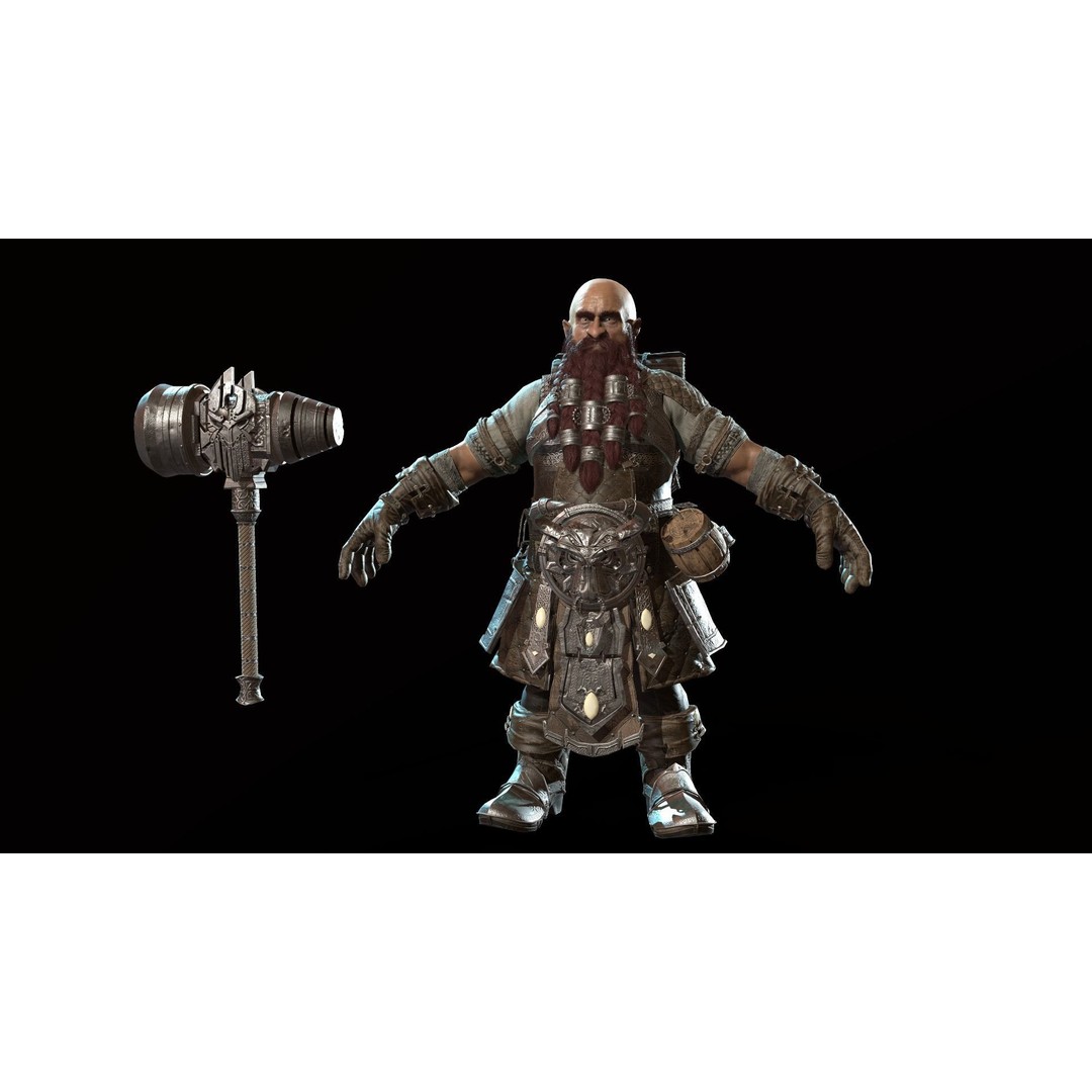 Dwarf Low Poly 3D Model – Game Ready Character with Animations, FBX - View 49