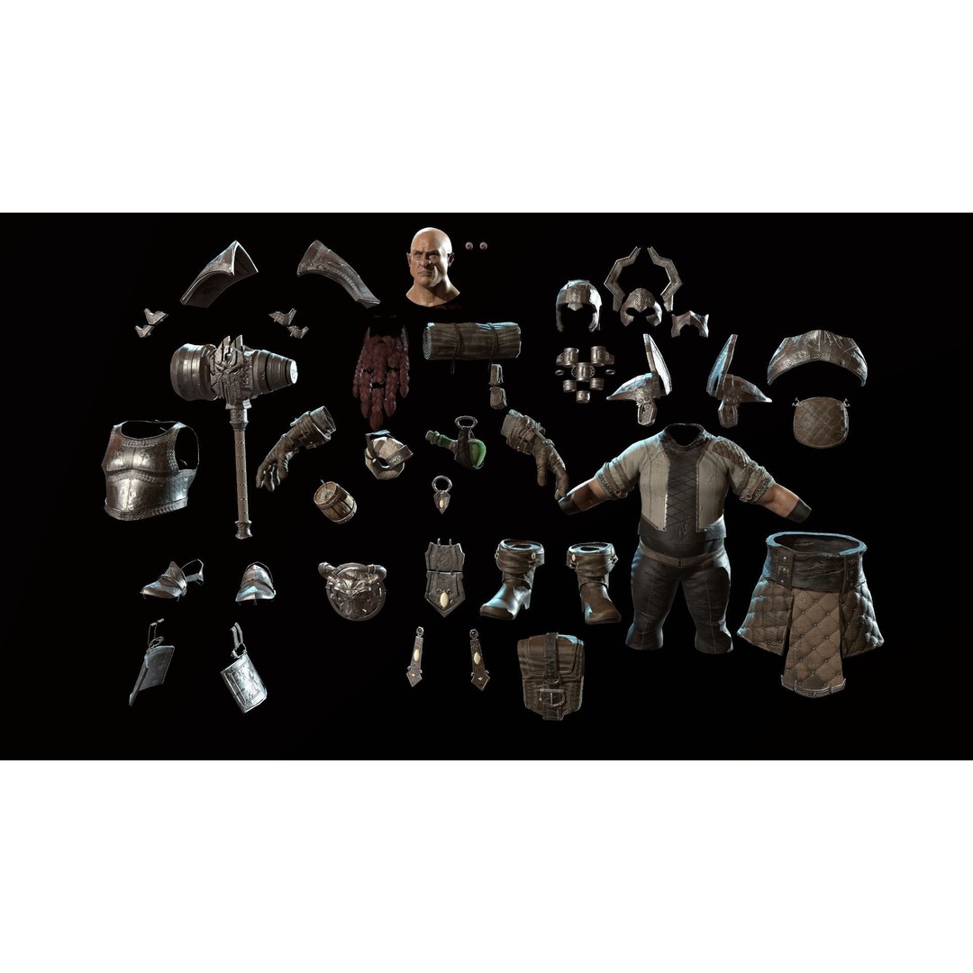 Dwarf Low Poly 3D Model – Game Ready Character with Animations, FBX - View 51