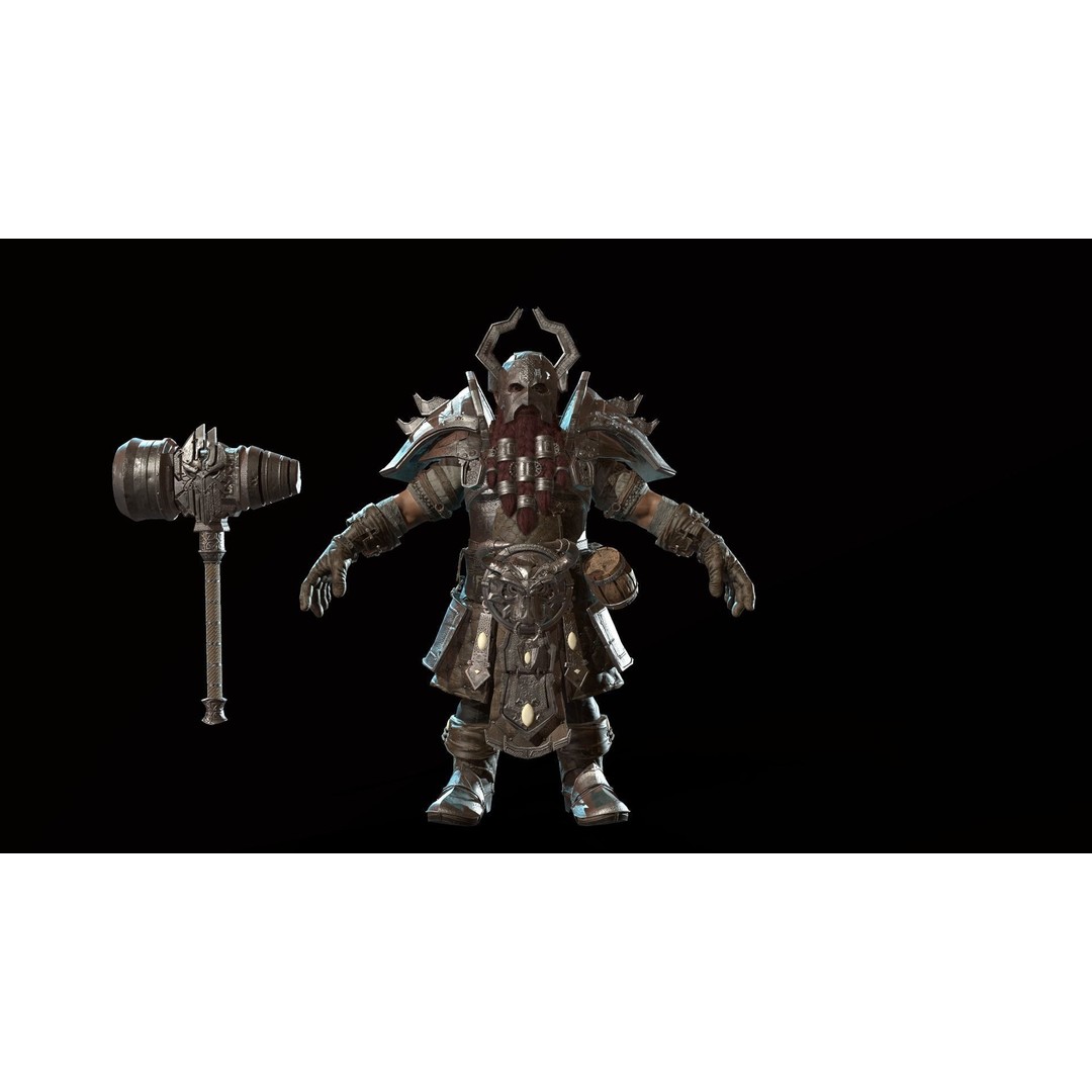 Dwarf Low Poly 3D Model – Game Ready Character with Animations, FBX - View 54