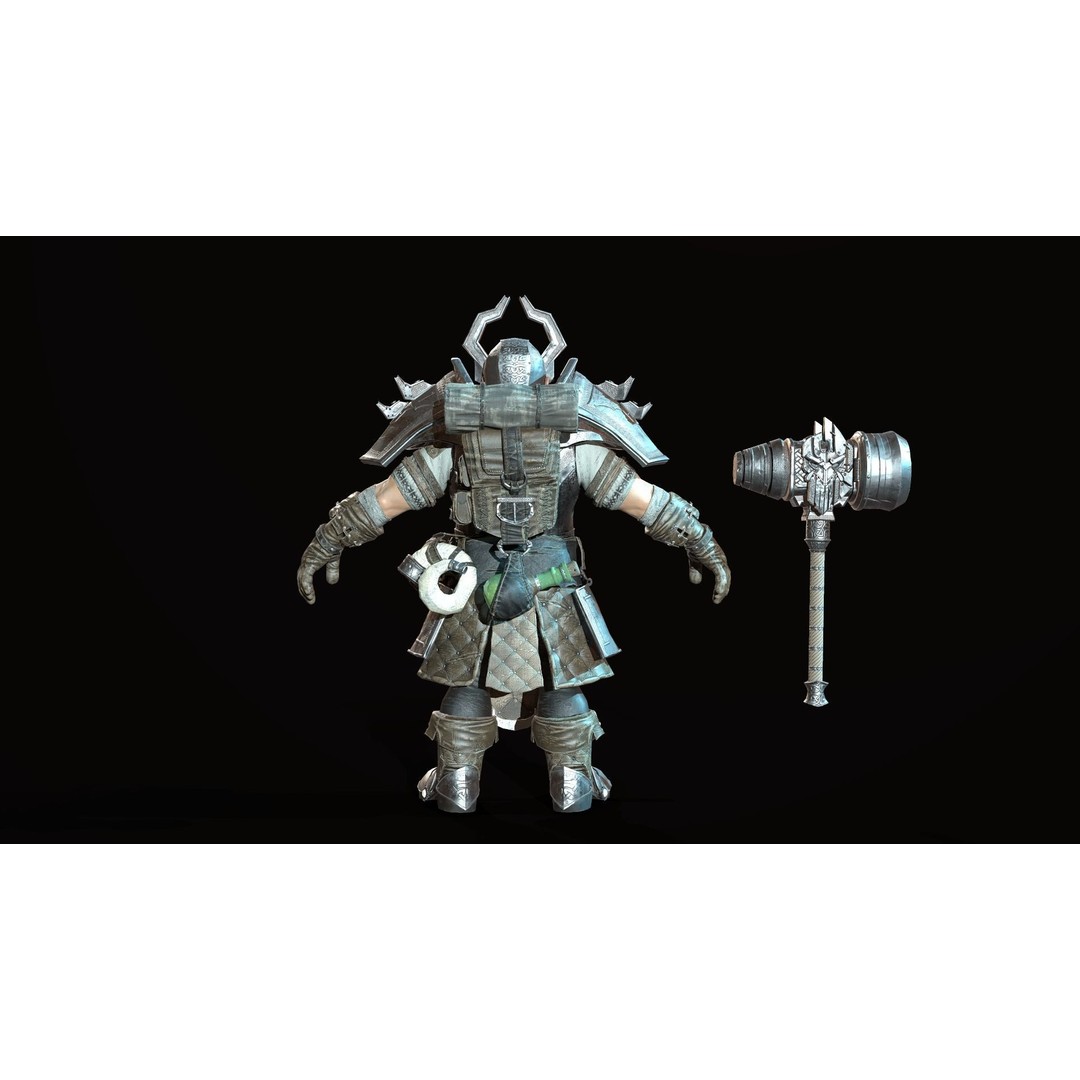 Dwarf Low Poly 3D Model – Game Ready Character with Animations, FBX - View 56