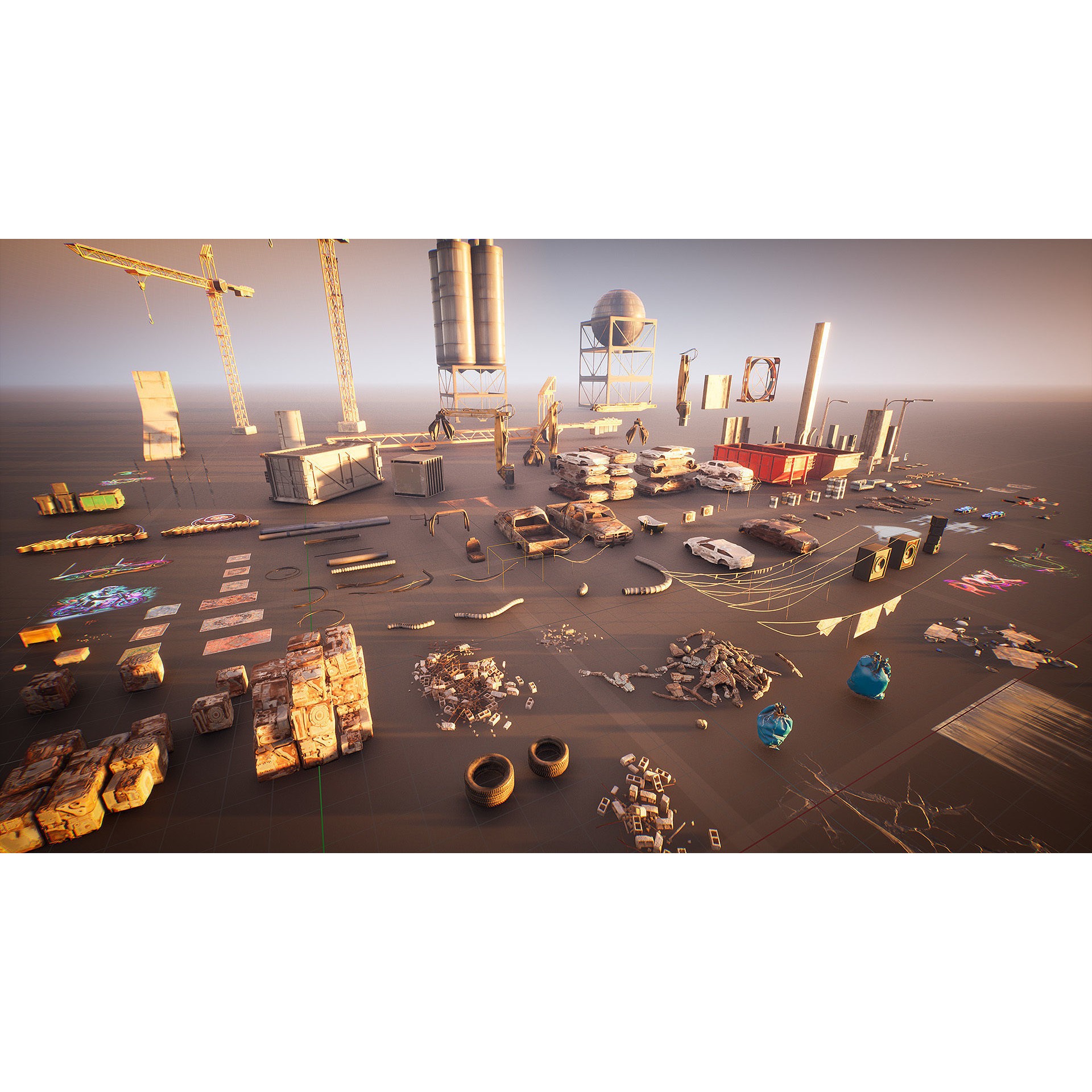 Cyber Scrapyard Environment Kit - Low-Poly Game-Ready 3D Model - View 10