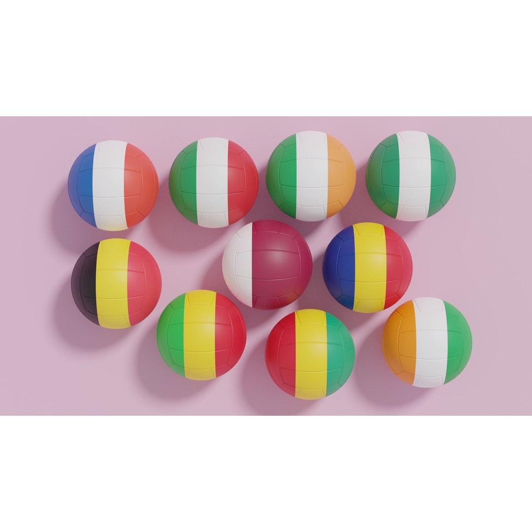 Flag Volleyball Ball 3D Model – Low Poly Sports Collection, FBX, OBJ - View 8