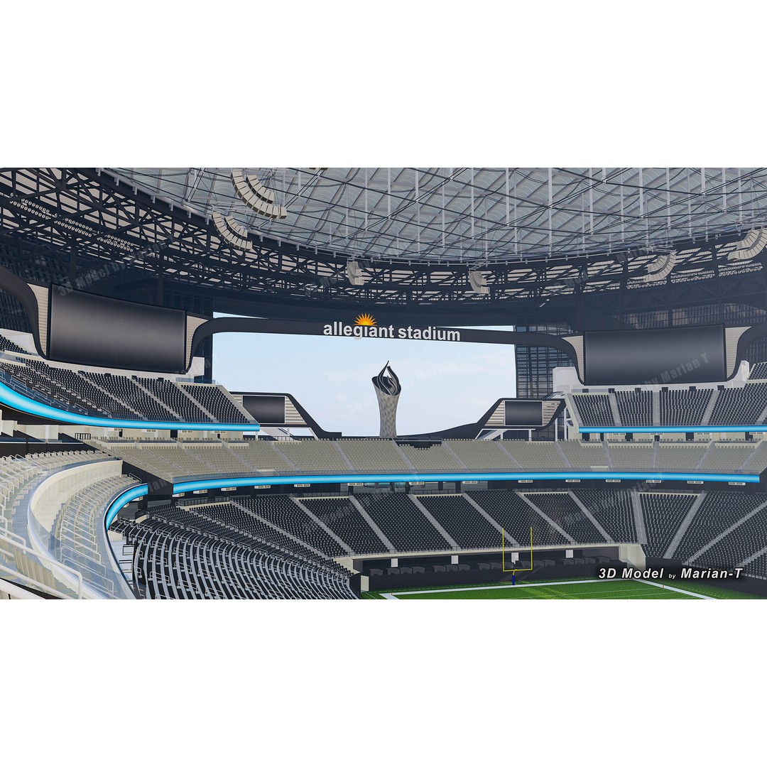 Allegiant Stadium 3D Model – Low Poly Game Asset, FBX, OBJ - View 15