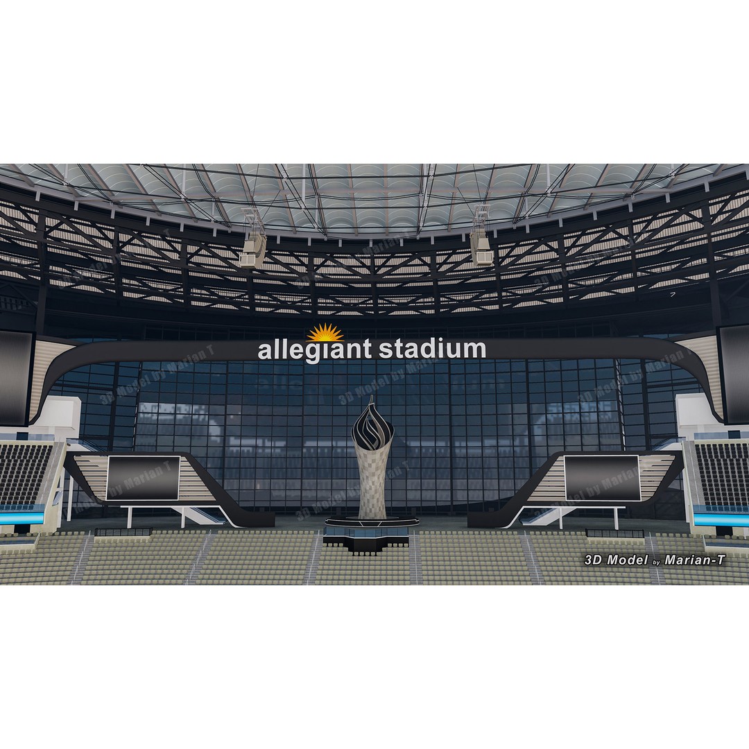 Allegiant Stadium 3D Model – Low Poly Game Asset, FBX, OBJ - View 16