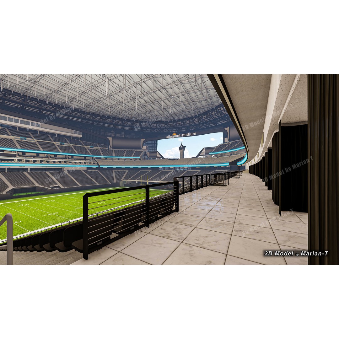 Allegiant Stadium 3D Model – Low Poly Game Asset, FBX, OBJ - View 19