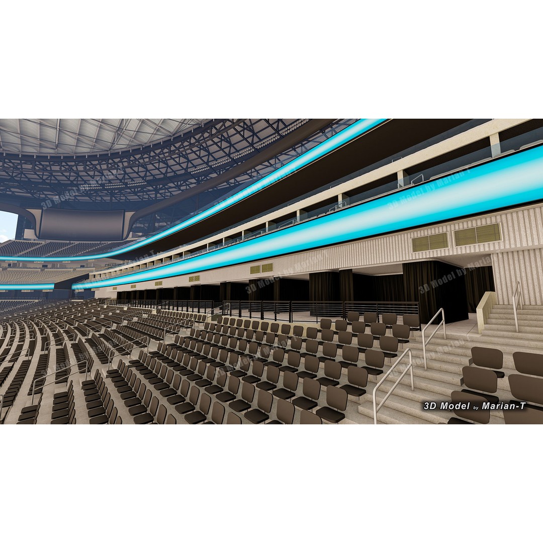 Allegiant Stadium 3D Model – Low Poly Game Asset, FBX, OBJ - View 20