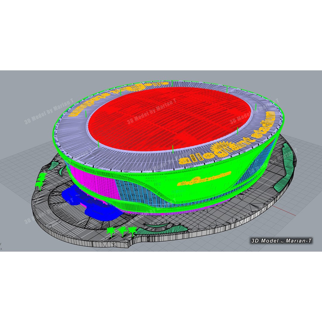 Allegiant Stadium 3D Model – Low Poly Game Asset, FBX, OBJ - View 30