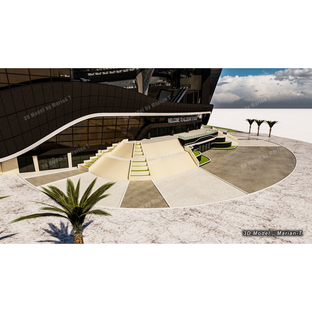 Allegiant Stadium 3D Model – Low Poly Game Asset, FBX, OBJ - View 34