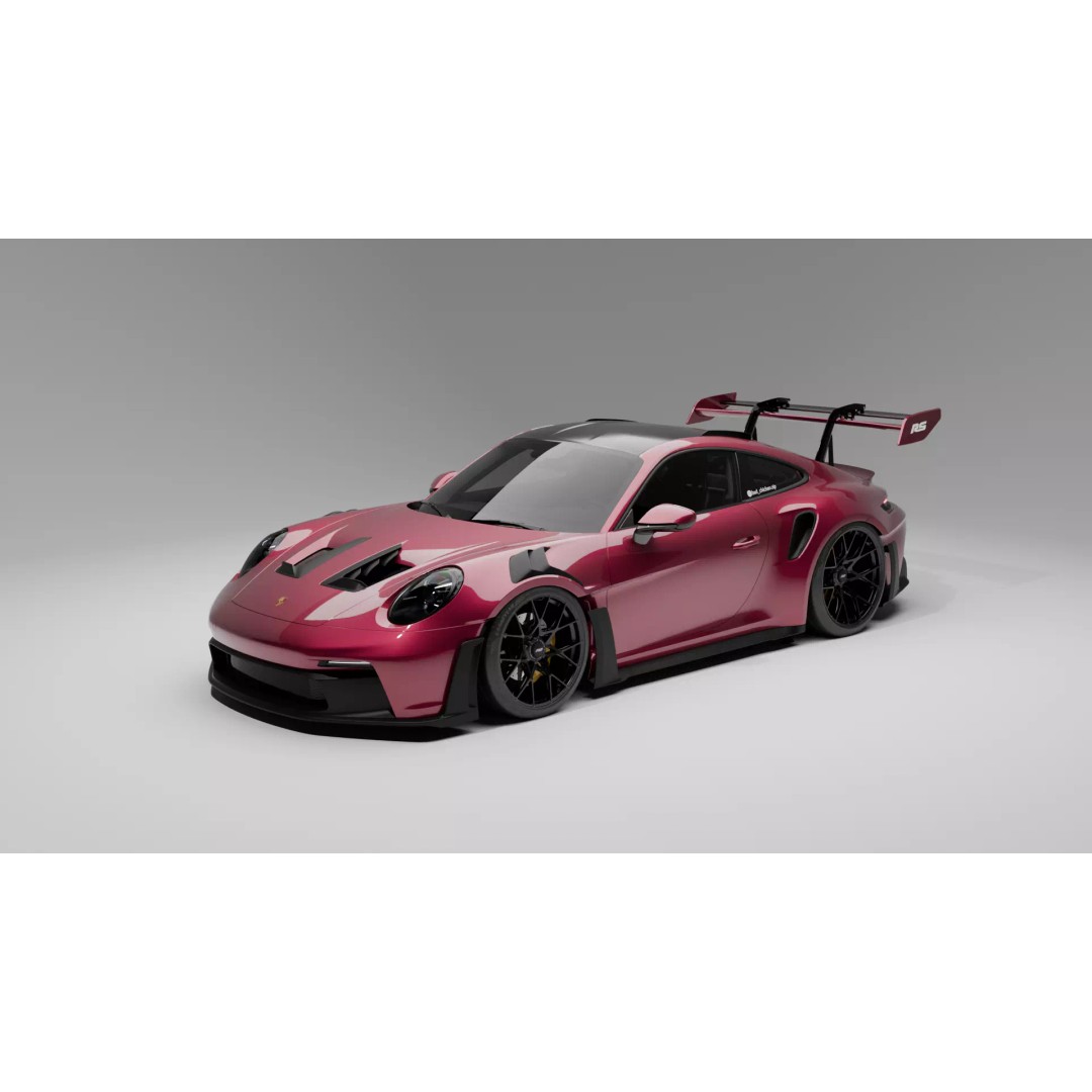 Porsche GT3 RS Cherry 3D Model – High Poly Game Asset, Blender, FBX - View 2