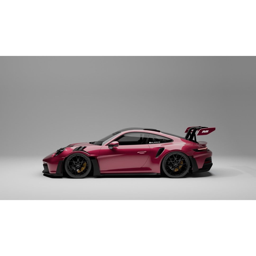 Porsche GT3 RS Cherry 3D Model – High Poly Game Asset, Blender, FBX - View 3