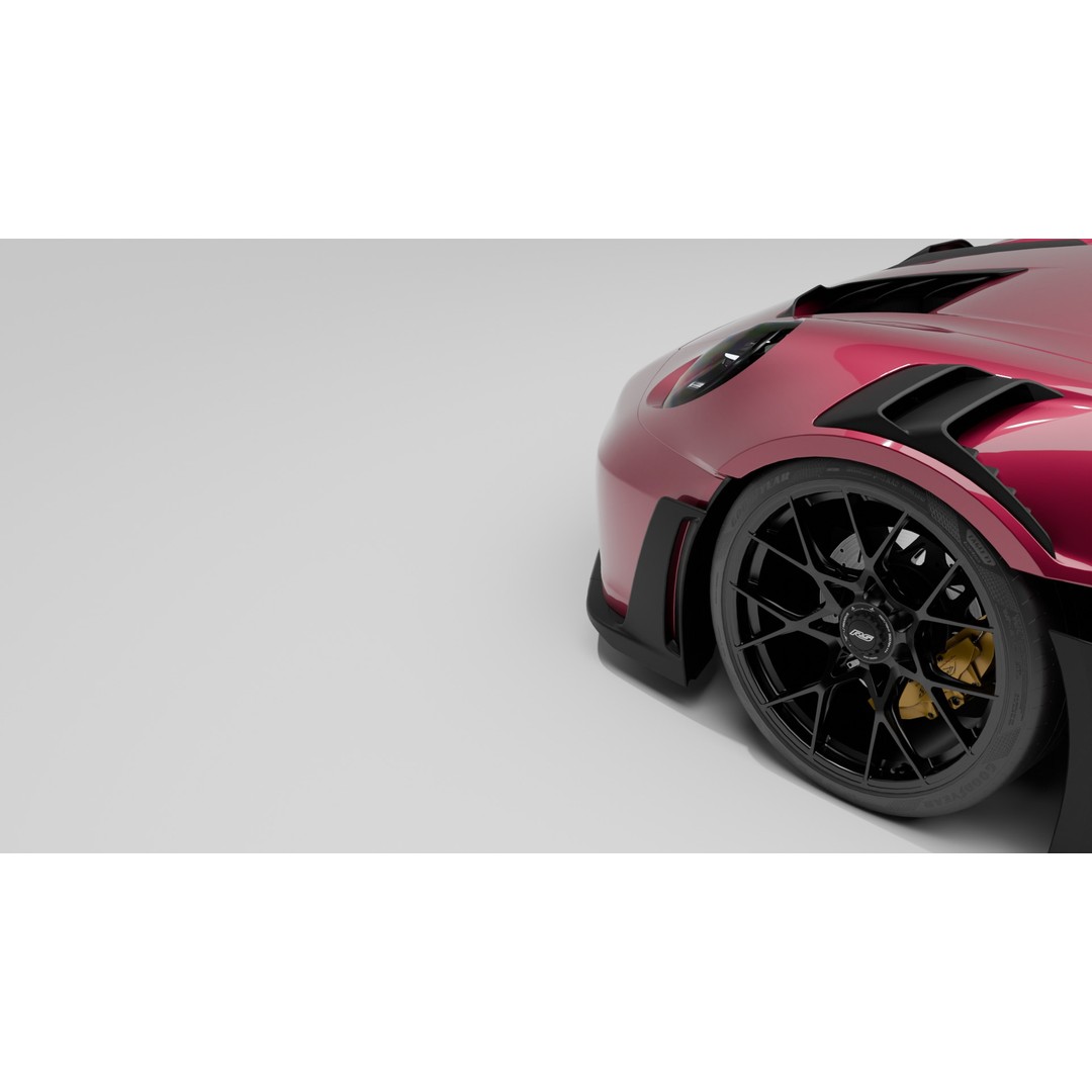 Porsche GT3 RS Cherry 3D Model – High Poly Game Asset, Blender, FBX - View 5