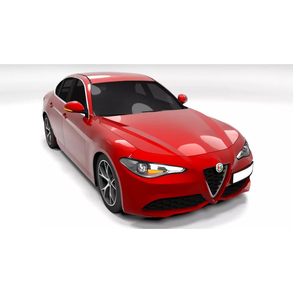 ALFA ROMEO GIULIA 3D Model – Low Poly Sport Car Asset, FBX - View 2