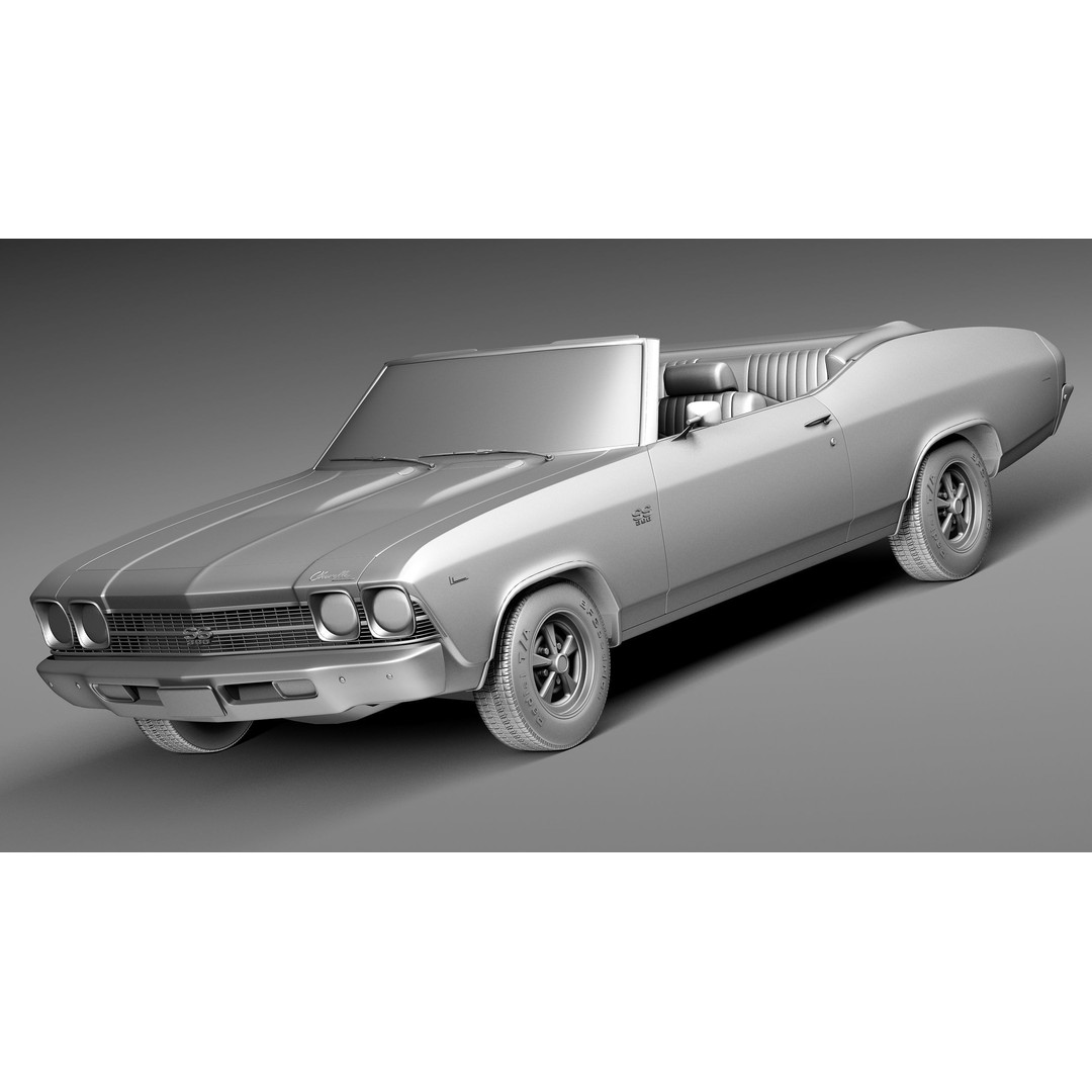Chevrolet Chevelle SS Convertible 3D Model – High Poly, FBX, Game Ready - View 10