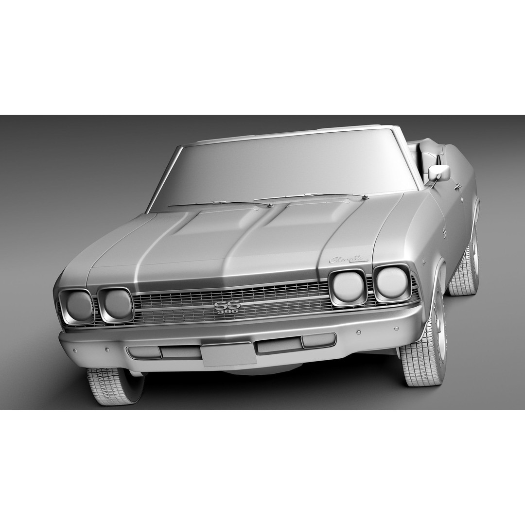 Chevrolet Chevelle SS Convertible 3D Model – High Poly, FBX, Game Ready - View 11