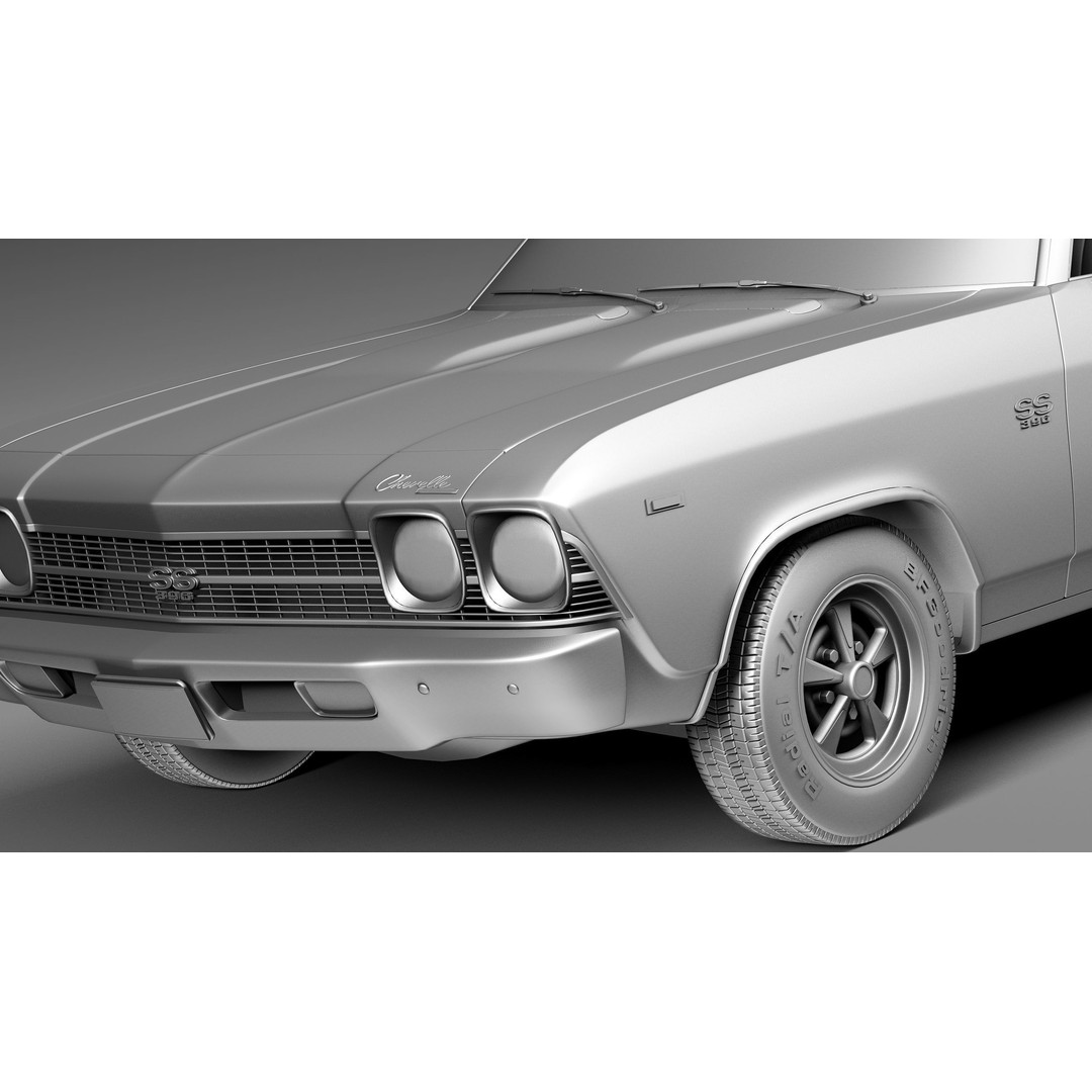 Chevrolet Chevelle SS Convertible 3D Model – High Poly, FBX, Game Ready - View 12