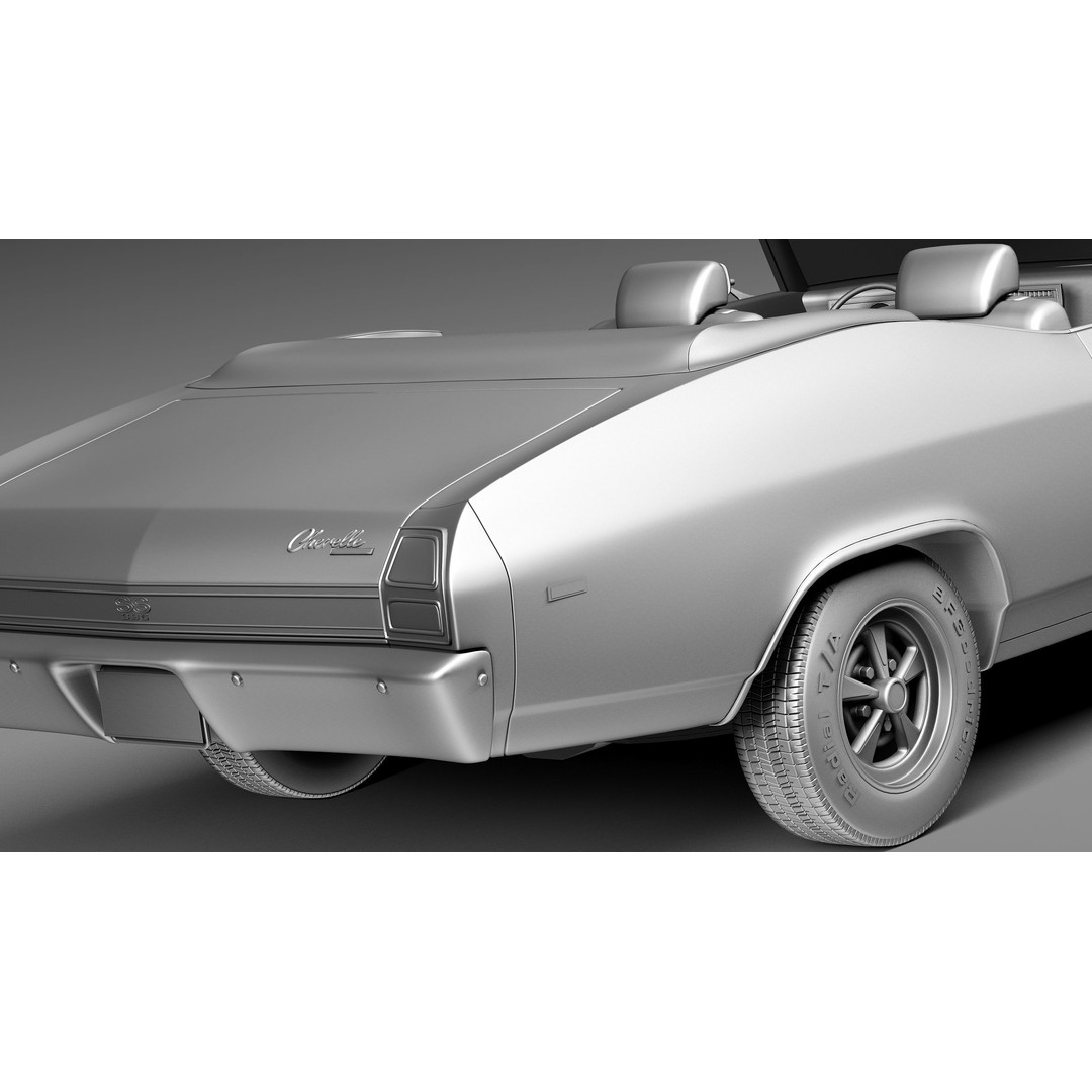 Chevrolet Chevelle SS Convertible 3D Model – High Poly, FBX, Game Ready - View 13