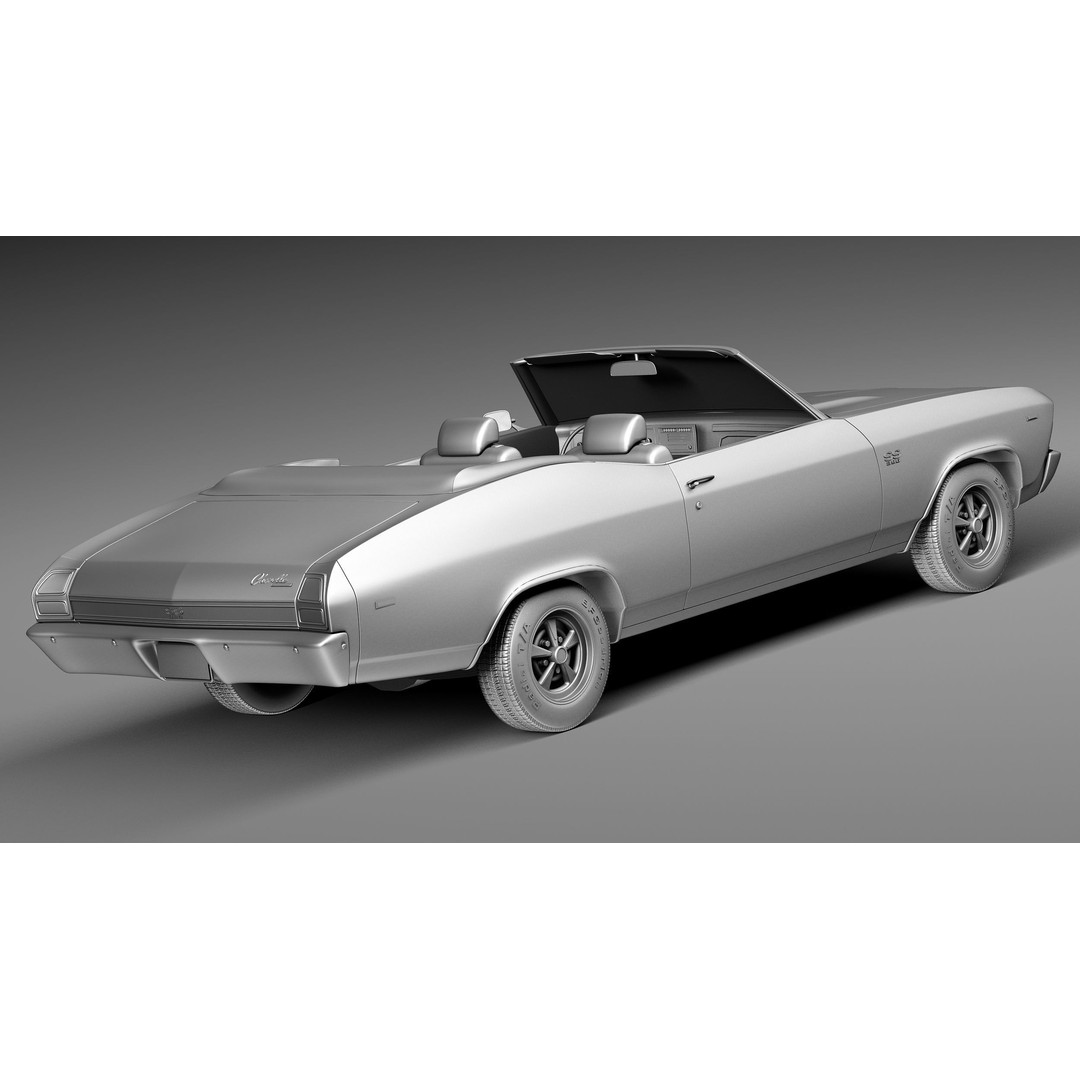 Chevrolet Chevelle SS Convertible 3D Model – High Poly, FBX, Game Ready - View 14