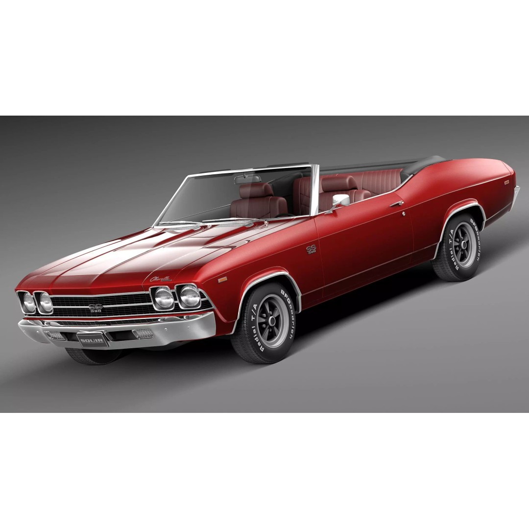 Chevrolet Chevelle SS Convertible 3D Model – High Poly, FBX, Game Ready - View 2