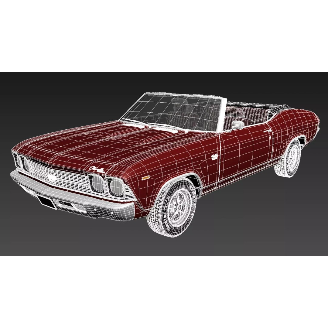 Chevrolet Chevelle SS Convertible 3D Model – High Poly, FBX, Game Ready - View 20