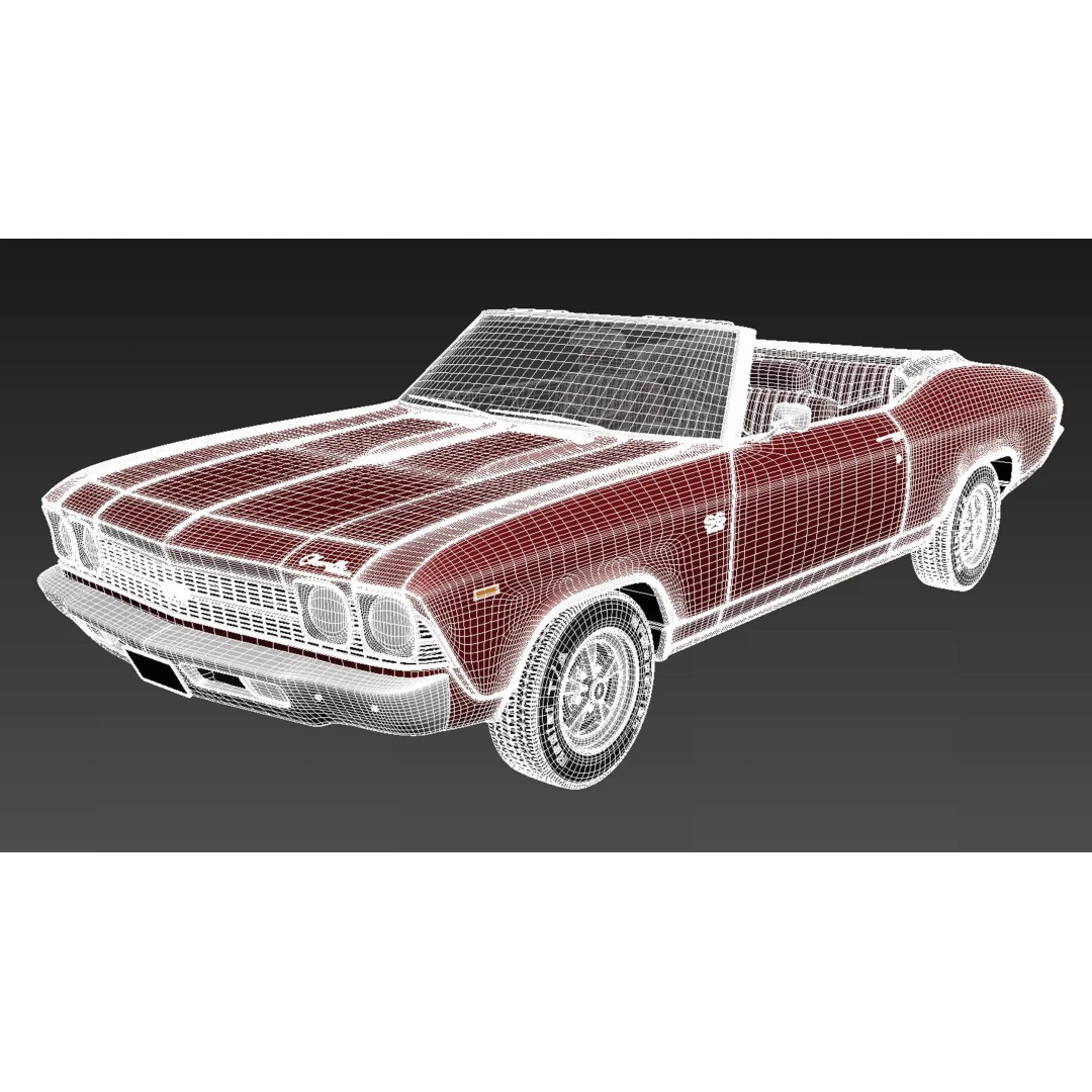 Chevrolet Chevelle SS Convertible 3D Model – High Poly, FBX, Game Ready - View 21