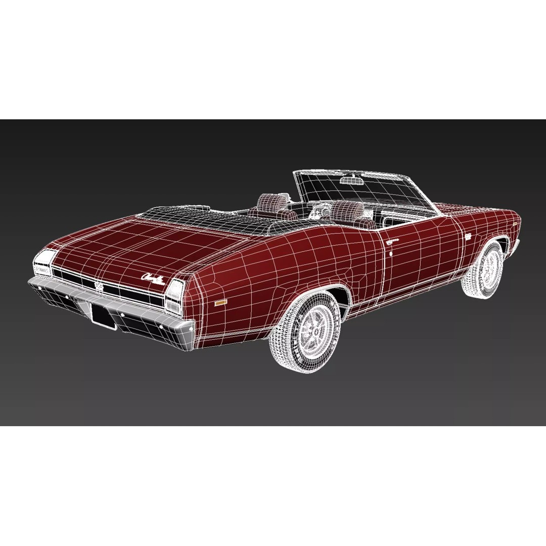 Chevrolet Chevelle SS Convertible 3D Model – High Poly, FBX, Game Ready - View 22