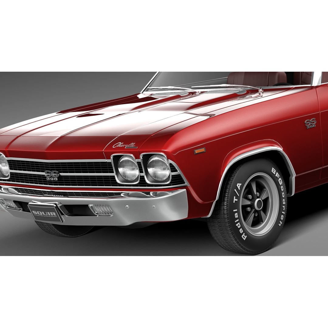 Chevrolet Chevelle SS Convertible 3D Model – High Poly, FBX, Game Ready - View 4
