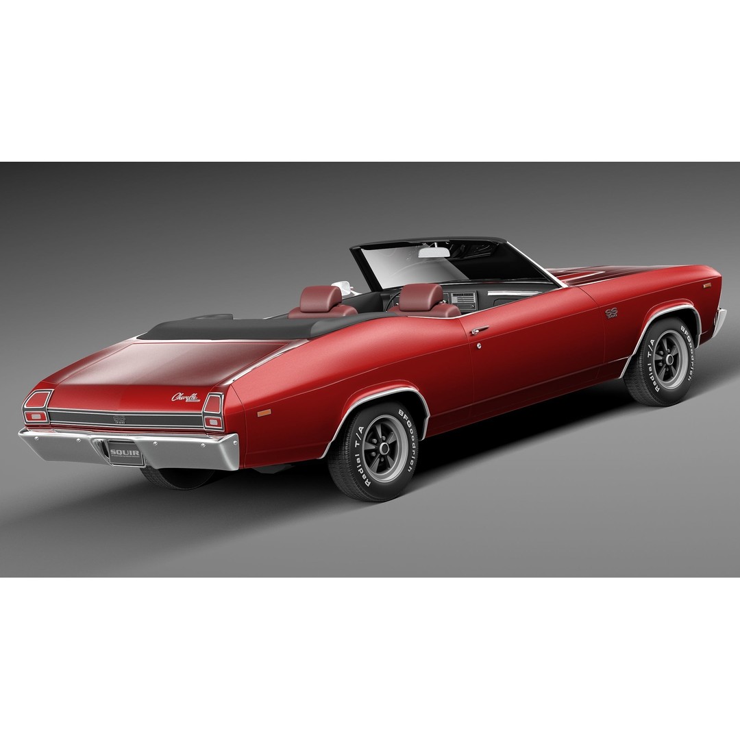 Chevrolet Chevelle SS Convertible 3D Model – High Poly, FBX, Game Ready - View 6