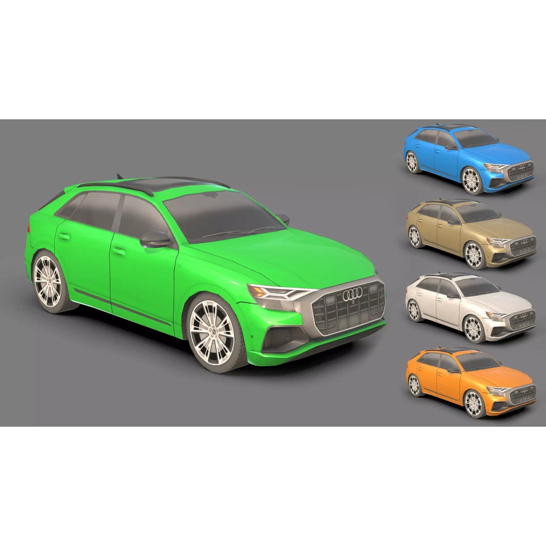 Audi Q8 3D Model – Low Poly Game Asset, FBX & OBJ Formats - View 2