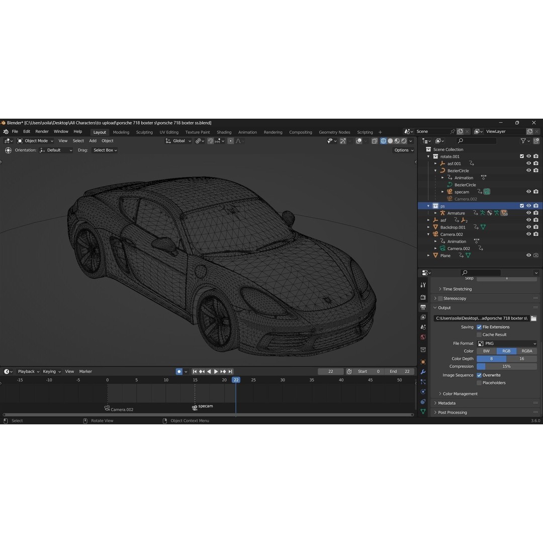 Porsche 718 Boxster S 3D Model – Low Poly Game Asset, Blender