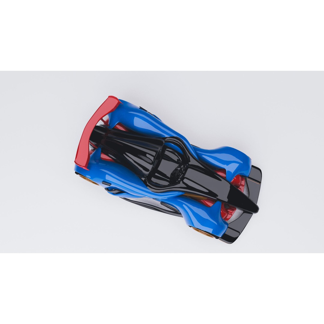 Concept Sport Car 3D Model – Blue Carbon Racing Asset, FBX